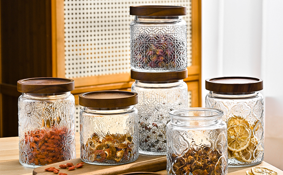 3-Pack 24oz Glass Jar With Airtight Lid,Kitchen Canisters For Countertop,Coffee Sugar Container Set,Pantry Glass Storage Containers For Flour,Candy,Loose Tea,Snack, mason jars