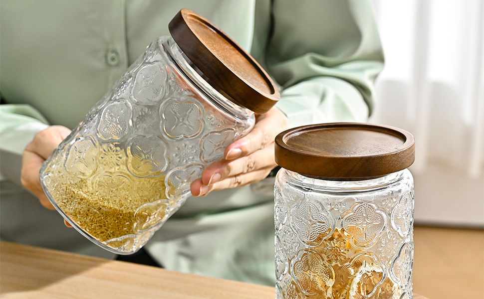 3-Pack 24oz Glass Jar With Airtight Lid,Kitchen Canisters For Countertop,Coffee Sugar Container Set,Pantry Glass Storage Containers For Flour,Candy,Loose Tea,Snack, mason jars