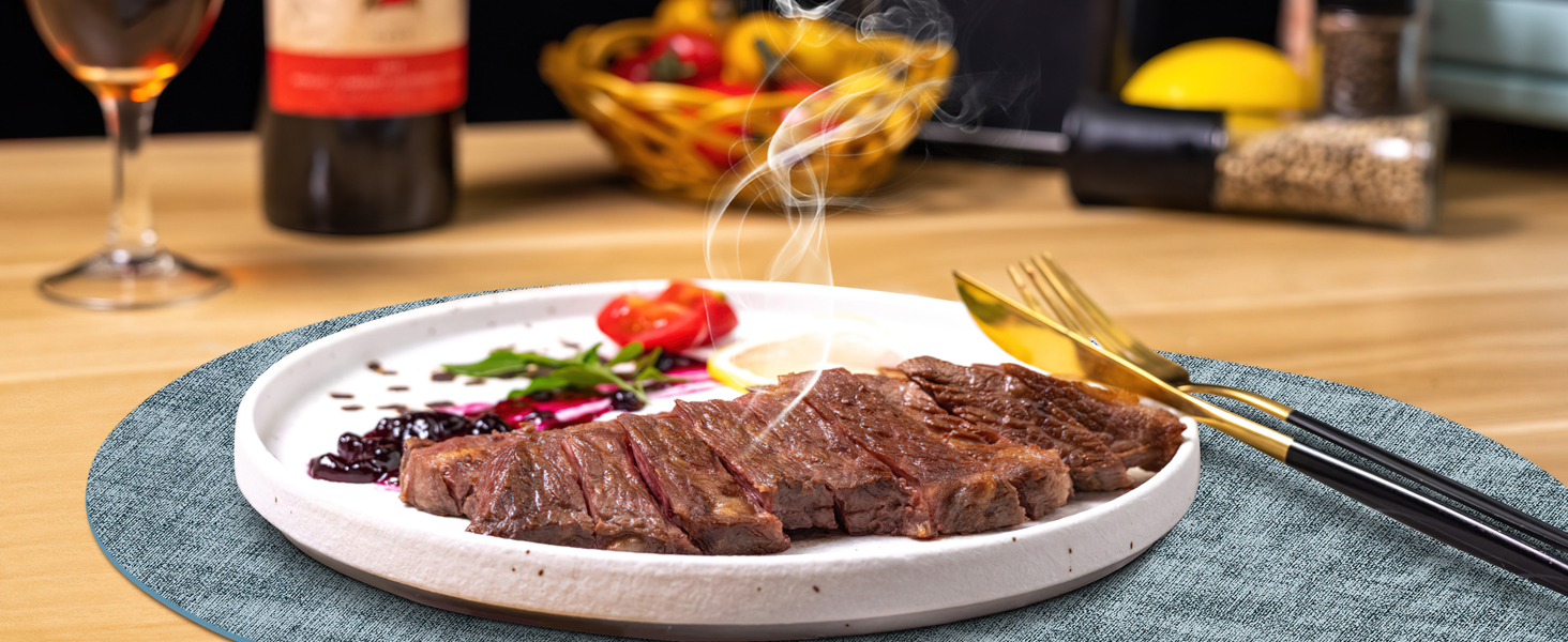 Placemats for Dining Table Set of 8 Non-Slip, Heat Resistant Oval Leather Placemat Double Layer, Waterproof Table Mats Easy to Clean for Kitchen Dining Room Coffee Office Table, Beige