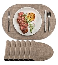 Placemats for Dining Table Set of 8 Non-Slip, Heat Resistant Leather Placemat Double Layer, Waterproof Table Mats Easy to Clean for Kitchen Dining Room Coffee Office Table, Grey