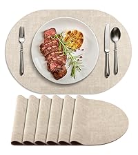 Placemats for Dining Table Set of 8 Non-Slip, Heat Resistant Leather Placemat Double Layer, Waterproof Table Mats Easy to Clean for Kitchen Dining Room Coffee Office Table, Grey