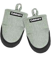 Cuisinart Mini Oven Mitts – 5.5” x 7” Heat-Resistant Kitchen Mitts for Oven with Non-Slip Neoprene Palm, Cotton Filling, and Fabric Loop – Durable Oven Mitt Set for Cooking & Baking (Chambray)