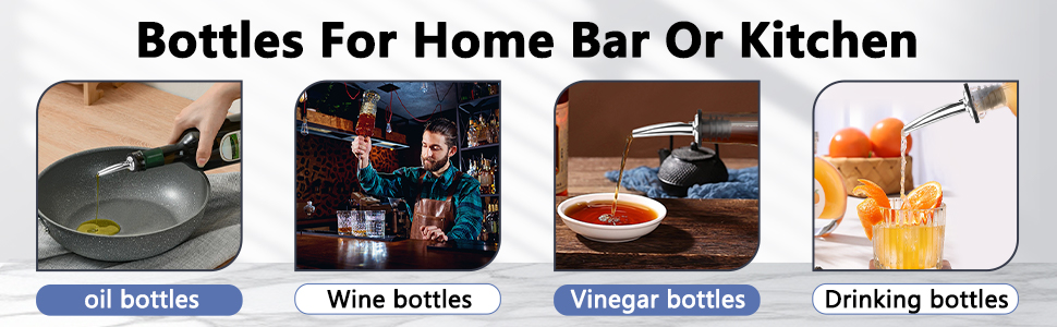 60-Pack Stainless Steel Pour Spouts for Liquor Bottles Oil Vinegar and Wine,Liquor Bottle Pourers with Rubber Dust Caps,Bar accessories,Pourers for Bartending