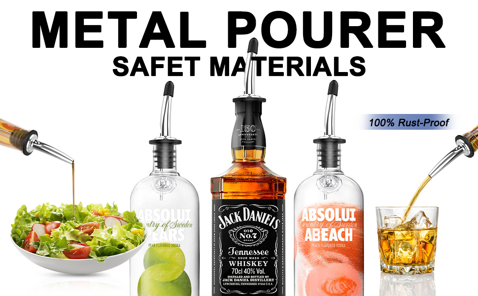 96-Pack Stainless Steel Pour Spouts for Liquor Bottles Oil Vinegar and Wine,Liquor Bottle Pourers with Rubber Dust Caps,Bar accessories,Pourers for Bartending