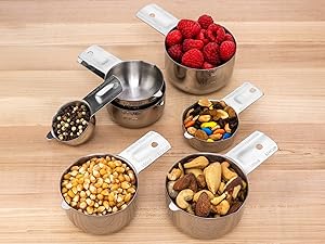 Hudson Essentials Stainless Steel Measuring Cups Set - (9 Piece Set) - Stackable Set with Spout - Includes 2 Cup and 1.5 Cup