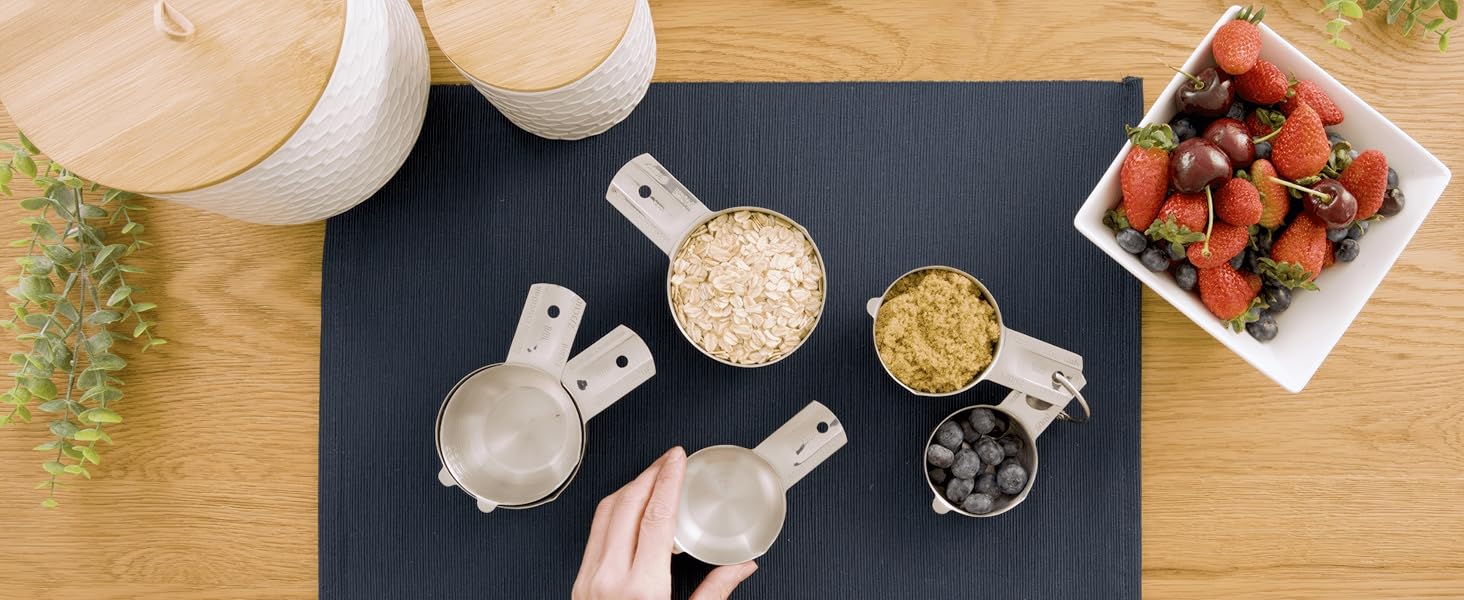 Hudson Essentials Stainless Steel Measuring Cups Set - (9 Piece Set) - Stackable Set with Spout - Includes 2 Cup and 1.5 Cup