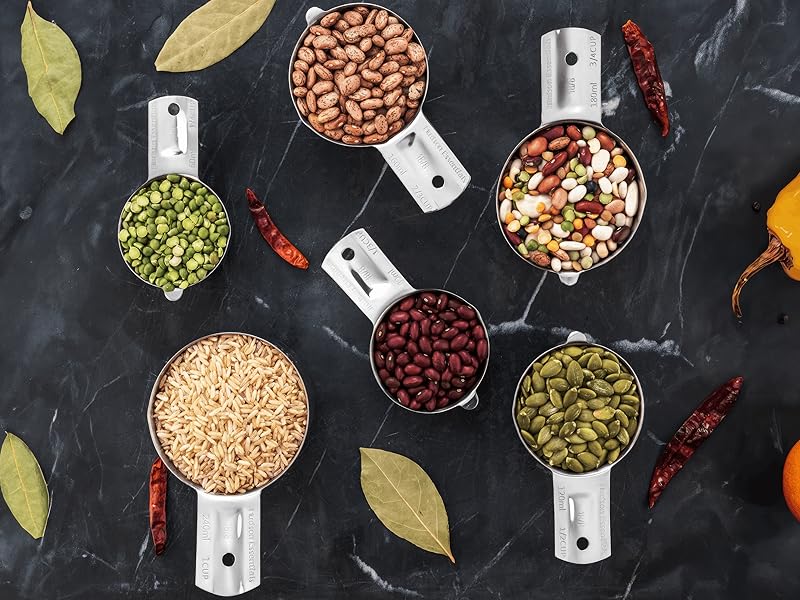 Hudson Essentials Stainless Steel Measuring Cups Set - (9 Piece Set) - Stackable Set with Spout - Includes 2 Cup and 1.5 Cup