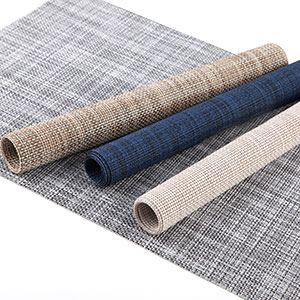 Vinyl Placemats Set of 4, PVC Woven Washable Non-Slip Table Mats, Heat Resistant Wrinkle Free Place Mats for Dining Table, Easy to Clean (4, Navy Blue)