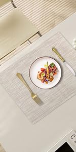 Vinyl Placemats Set of 4, PVC Woven Washable Non-Slip Table Mats, Heat Resistant Wrinkle Free Place Mats for Dining Table, Easy to Clean (4, Navy Blue)