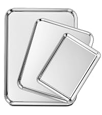 Baking Sheet Pan Set of 2, Wildone Commercial Cookie Sheets for Baking, Nonstick Carbon Steel Jelly Roll Pan Oven Tray 15x10 Inch, Heavy Duty & Easy Clean