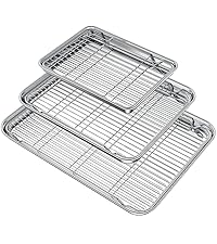 Baking Sheet Pan Set of 2, Wildone Commercial Cookie Sheets for Baking, Nonstick Carbon Steel Jelly Roll Pan Oven Tray 15x10 Inch, Heavy Duty & Easy Clean