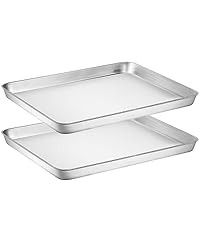 Baking Sheet Pan Set of 2, Wildone Commercial Cookie Sheets for Baking, Nonstick Carbon Steel Jelly Roll Pan Oven Tray 15x10 Inch, Heavy Duty & Easy Clean