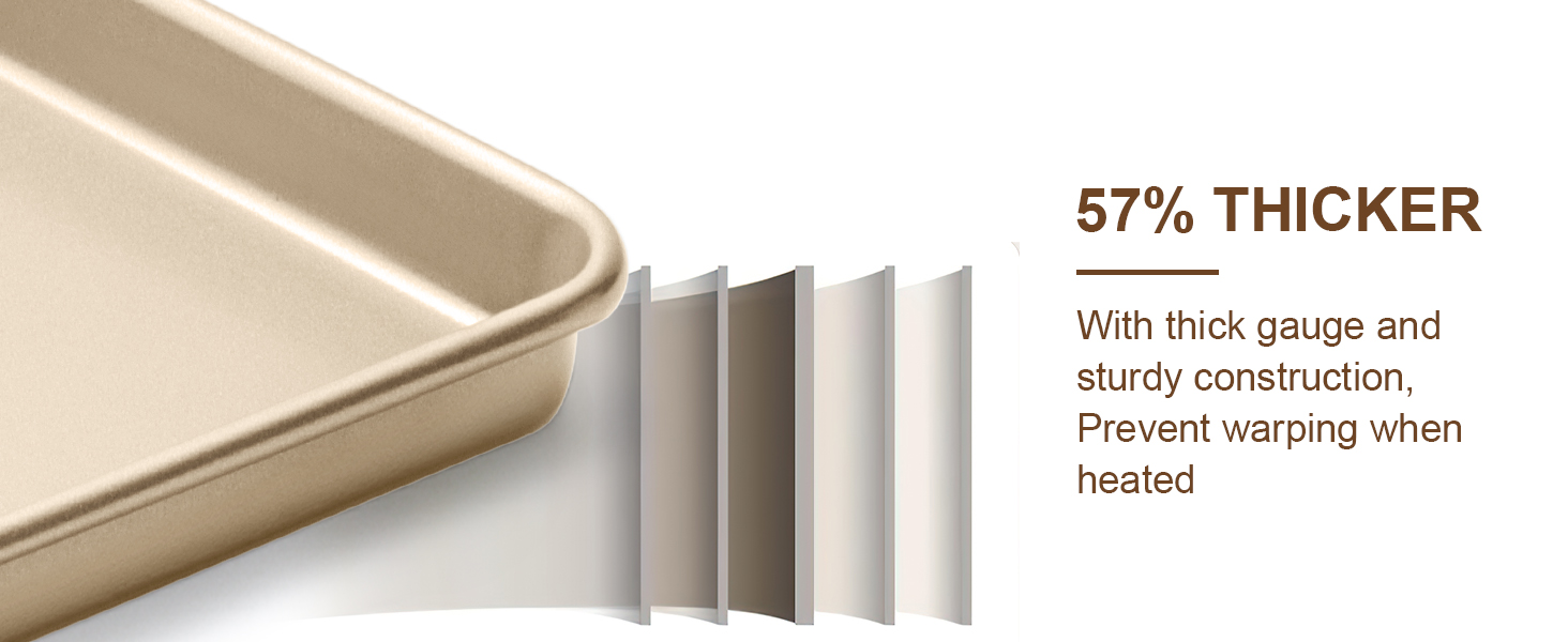 Baking Sheet Pan Set of 2, Wildone Commercial Cookie Sheets for Baking, Nonstick Carbon Steel Jelly Roll Pan Oven Tray 15x10 Inch, Heavy Duty & Easy Clean