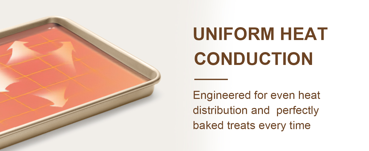 Baking Sheet Pan Set of 2, Wildone Commercial Cookie Sheets for Baking, Nonstick Carbon Steel Jelly Roll Pan Oven Tray 15x10 Inch, Heavy Duty & Easy Clean