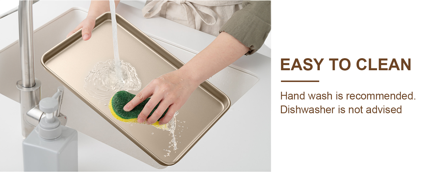 Baking Sheet Pan Set of 2, Wildone Commercial Cookie Sheets for Baking, Nonstick Carbon Steel Jelly Roll Pan Oven Tray 15x10 Inch, Heavy Duty & Easy Clean