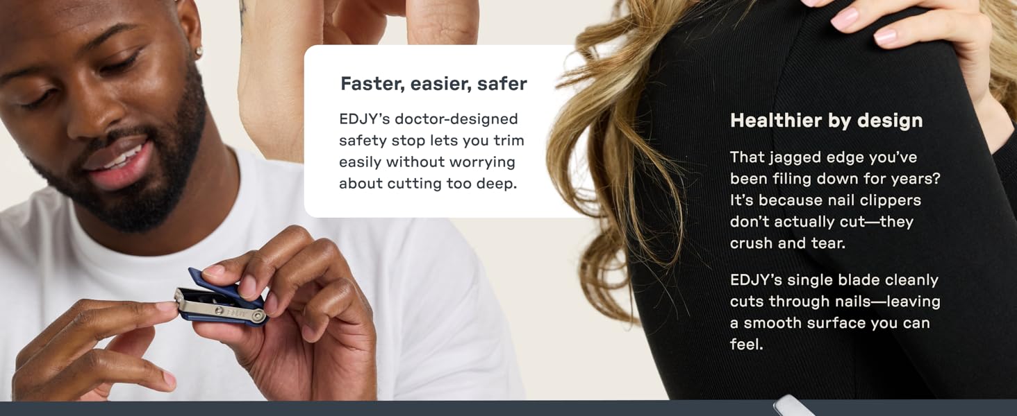 EDJY Fingernail Cutter - Precision Stainless Steel Nail Cutter for Fingernails | Sharp Blade, Ergonomic Design, Durable & Rust-Resistant | Ideal for Men and Women | EDJY Blue