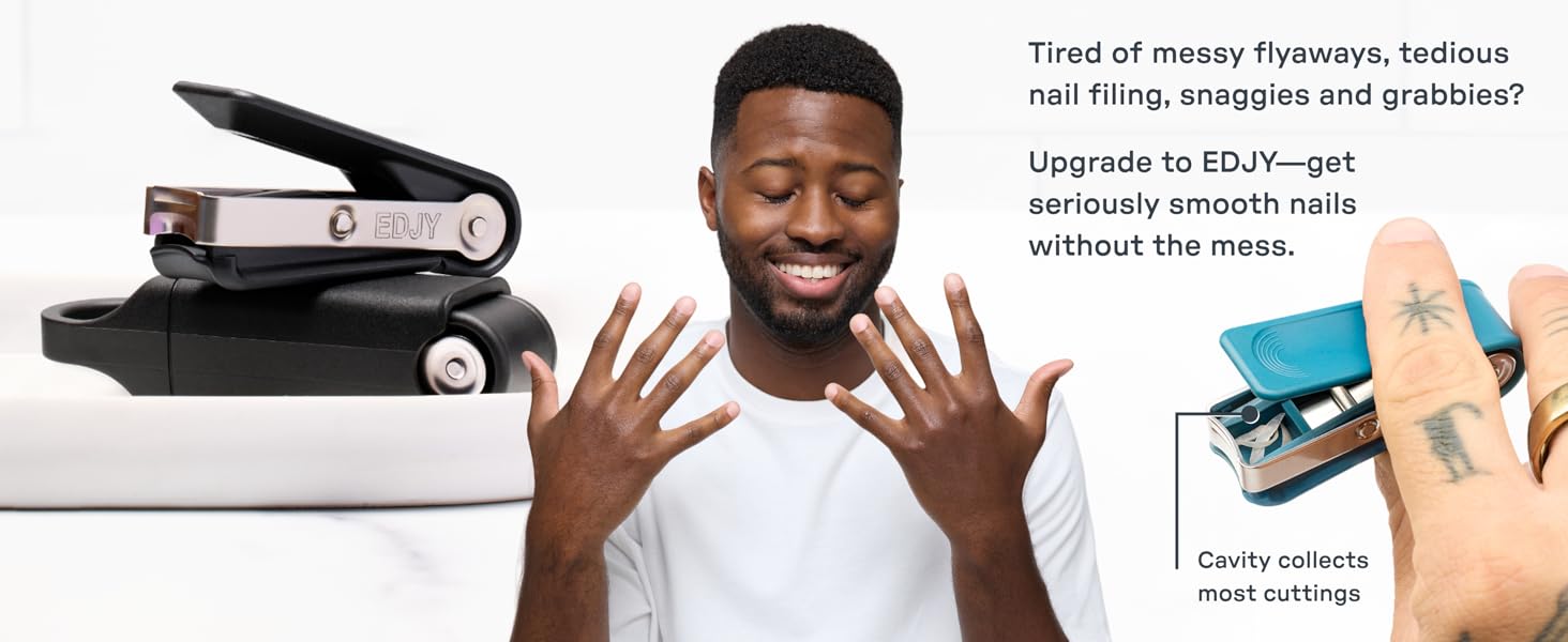 EDJY Fingernail Cutter - Precision Stainless Steel Nail Cutter for Fingernails | Sharp Blade, Ergonomic Design, Durable & Rust-Resistant | Ideal for Men and Women | EDJY Blue