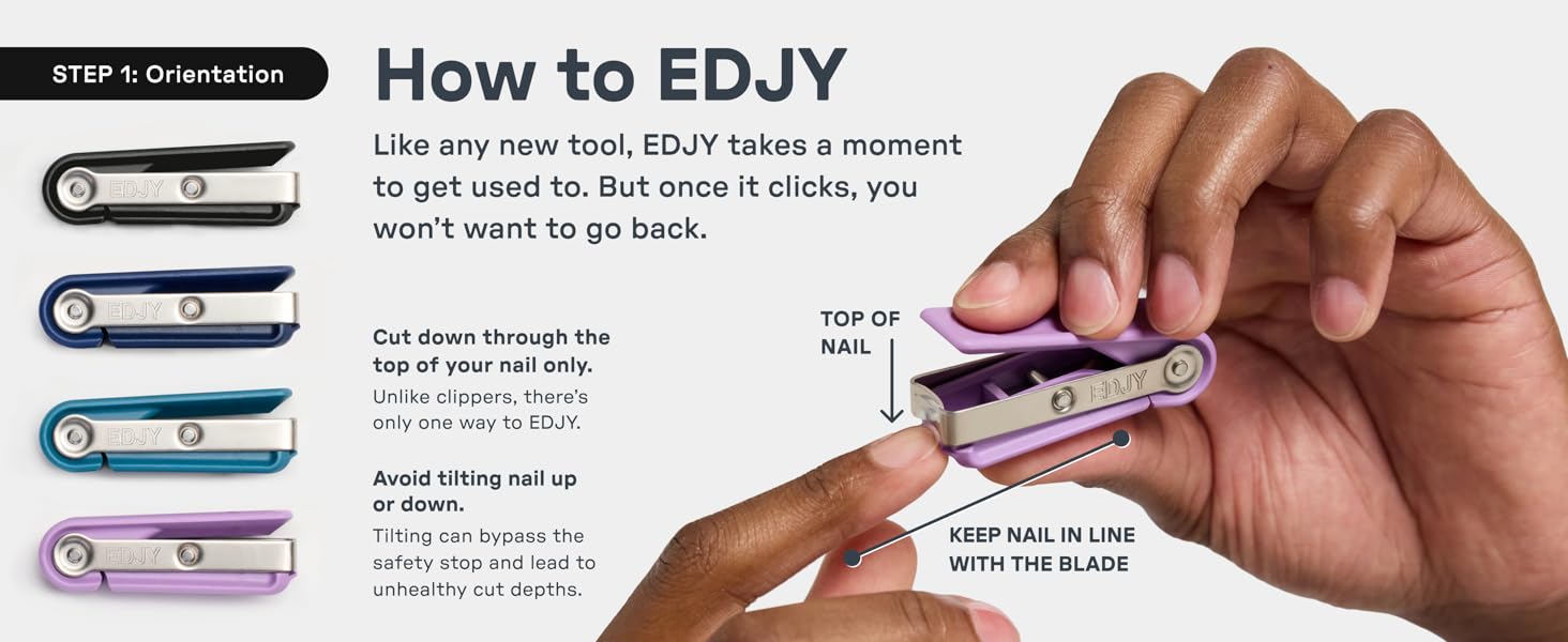 EDJY Fingernail Cutter - Precision Stainless Steel Nail Cutter for Fingernails | Sharp Blade, Ergonomic Design, Durable & Rust-Resistant | Ideal for Men and Women | EDJY Blue