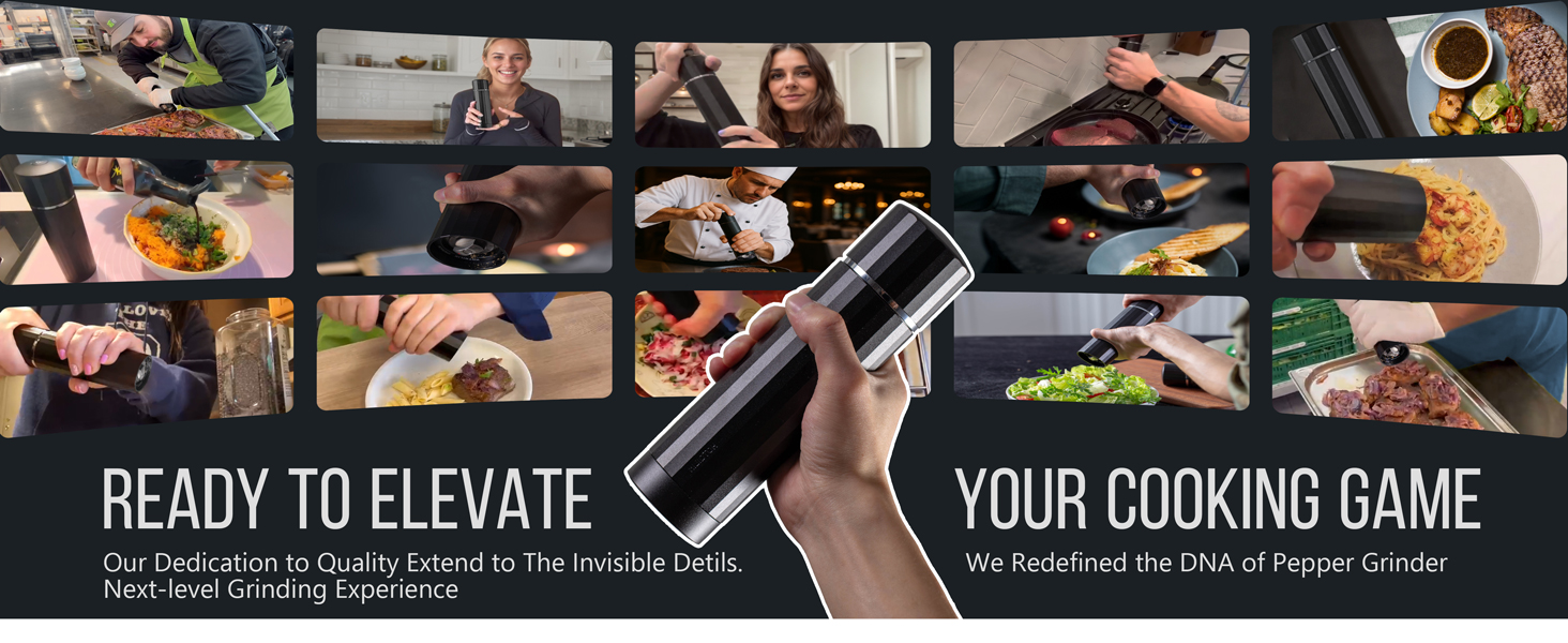 Heavy Duty Metal Pepper Grinder, Professional Manual Pepper Grinder with Adjustable Coarseness, Pepper Mill with Magnetic Powder Chamber, Refillable Pepper Mill for Spices, High Output