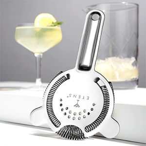 Cocktail Strainer – Stainless Steel Hawthorne Strainer with Removable Spring for Bartending, Boston Shakers, and Mixing Glasses – Perfect for Martinis and Cocktails (Silver)