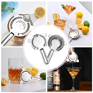 Cocktail Strainer – Stainless Steel Hawthorne Strainer with Removable Spring for Bartending, Boston Shakers, and Mixing Glasses – Perfect for Martinis and Cocktails (Silver)