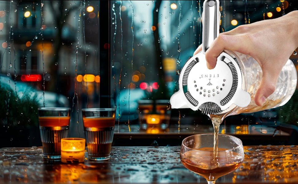 Cocktail Strainer – Stainless Steel Hawthorne Strainer with Removable Spring for Bartending, Boston Shakers, and Mixing Glasses – Perfect for Martinis and Cocktails (Silver)