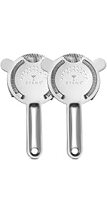 Cocktail Strainer 2 Pack, Bulk Bar Strainers for Bartending, Martini Strainer for Boston Shaker Mixing Glass, Bartender Hawthorne Strainer w/Removable Spring – Bar Supplier for Restaurant
