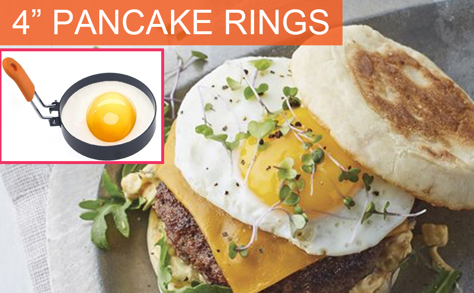 6 Packs Professional Egg Ring Pancake Ring Set,Non-Stick Stainless Steel 6