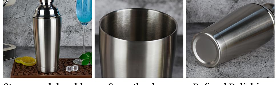 21oz Cocktail Shaker - Insulated Double Wall, Martini Shaker, Drink Shaker, No Stuck Twist Lid, Leakproof, Built-in Strainer, Perfect for Home Bar