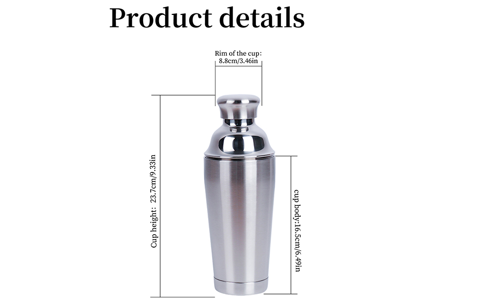 21oz Cocktail Shaker - Insulated Double Wall, Martini Shaker, Drink Shaker, No Stuck Twist Lid, Leakproof, Built-in Strainer, Perfect for Home Bar