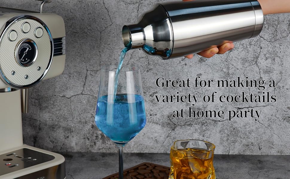 21oz Cocktail Shaker - Insulated Double Wall, Martini Shaker, Drink Shaker, No Stuck Twist Lid, Leakproof, Built-in Strainer, Perfect for Home Bar