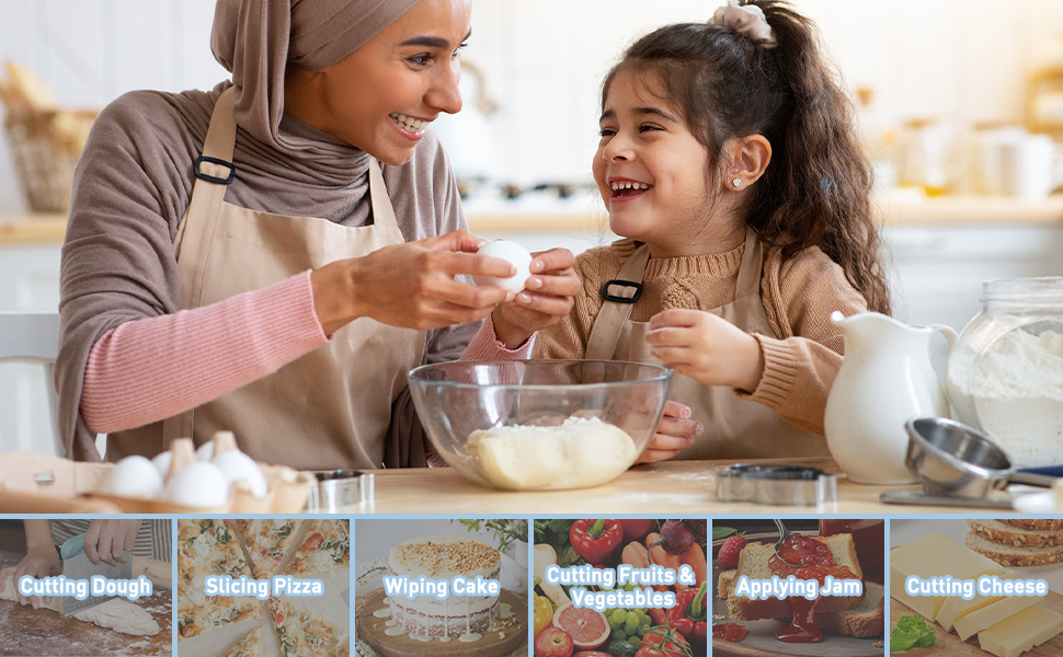 2 IN 1 Upgrade Bench Scraper, Dough Scraper for Pastry Bread Cake Pizza, Stainless Steel Dough Cutter with Conversion Chart & Measuring Scale, Bowl Scraper Food Scraper for Kitchen Baking, Gray