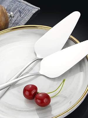 Cake Pie Server, 2 Pack Stainless Steel Pizza Pastry Cake Slicer Server Set, Cake Cutter with Serrated Edges for Kitchen, Restaurants, Wedding, Birthdays and Parties