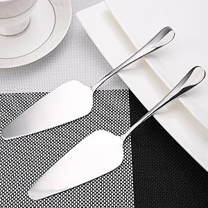 Cake Pie Server, 2 Pack Stainless Steel Pizza Pastry Cake Slicer Server Set, Cake Cutter with Serrated Edges for Kitchen, Restaurants, Wedding, Birthdays and Parties