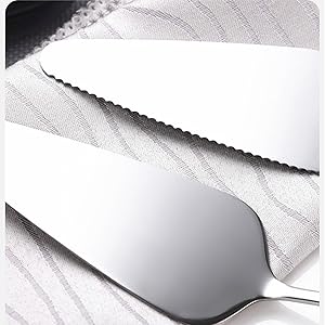 Cake Pie Server, 2 Pack Stainless Steel Pizza Pastry Cake Slicer Server Set, Cake Cutter with Serrated Edges for Kitchen, Restaurants, Wedding, Birthdays and Parties