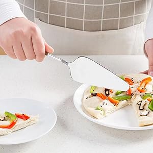 Cake Pie Server, 2 Pack Stainless Steel Pizza Pastry Cake Slicer Server Set, Cake Cutter with Serrated Edges for Kitchen, Restaurants, Wedding, Birthdays and Parties