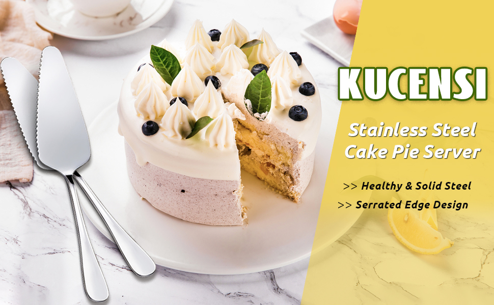 Cake Pie Server, 2 Pack Stainless Steel Pizza Pastry Cake Slicer Server Set, Cake Cutter with Serrated Edges for Kitchen, Restaurants, Wedding, Birthdays and Parties