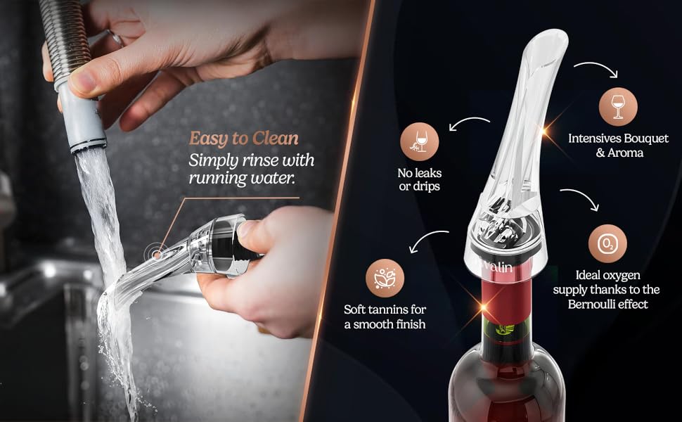 Wine Aerator and Pourer – Premium Air Decanter Spout to Enhance Wine Flavor & Aroma, No-Drip Wine Pourer Spout for Red & White Wines, Perfect Gift for Wine Lovers
