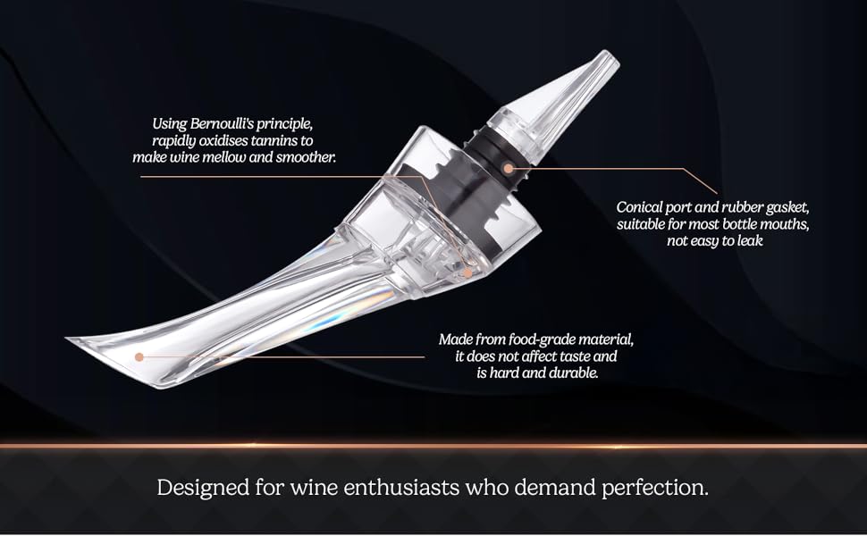 Wine Aerator and Pourer – Premium Air Decanter Spout to Enhance Wine Flavor & Aroma, No-Drip Wine Pourer Spout for Red & White Wines, Perfect Gift for Wine Lovers