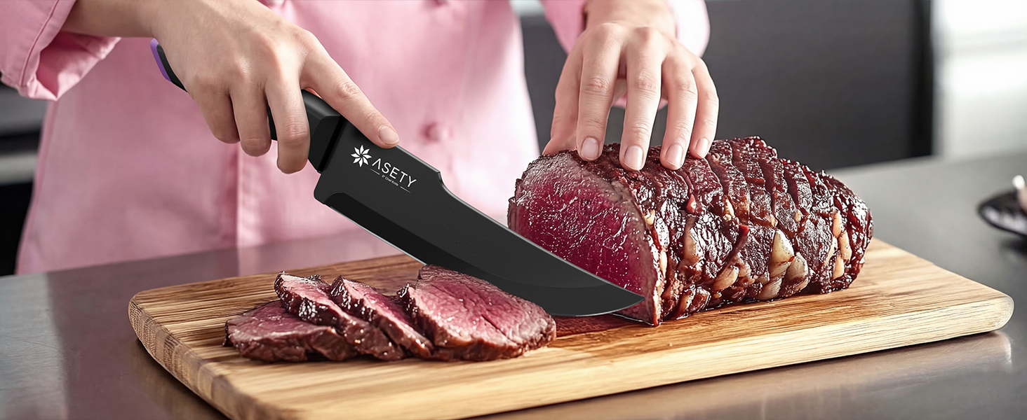 Knife Set - 15 PCS Kitchen Knife Set with Built-in Knife Sharpener Block - Stainless Steel Knife Block Set - Dishwasher Safe, Elegant Box for Men Women