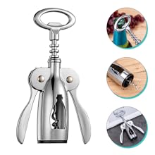 Red Wine Corkscrew Wing Corkscrew for Opening Zinc Alloy Wine Opener with Foil Cutter Gift and Parties