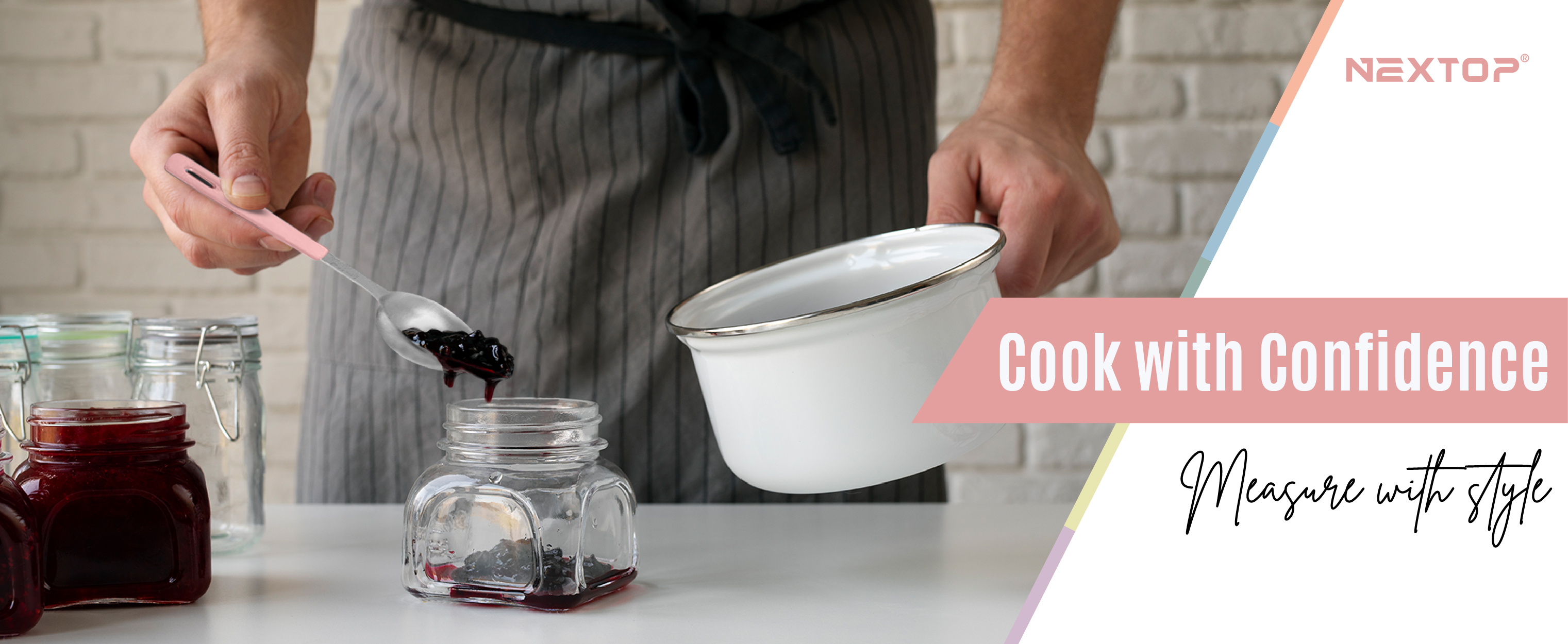 Nextop 14-Piece Stainless Steel Measuring Cups and Measuring Spoons Set with All Stackable Sizes and Leveler for Dry Ingredients, Complete Set for Kitchen & Baking Measuring Tools (Peach Set)