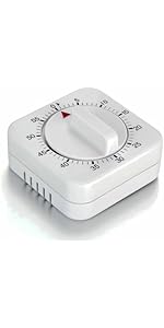 60 Minute Wind Up Timer, Visual Mechanical Timer with Loud Alarm, Manual Countdown Timers for Classroom, Home, Study and Cooking (White)