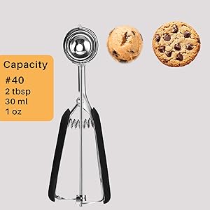 Cookie Scoop Set, Cookie Scoops for Baking Set of 3, Cookie Dough Scoop, 1 Tablespoon/ 2 Tablespoon/ 3 Tablespoon, Red/Black/Mint Handle, For Cookie Cupcake Muffin Ice Cream Truffles