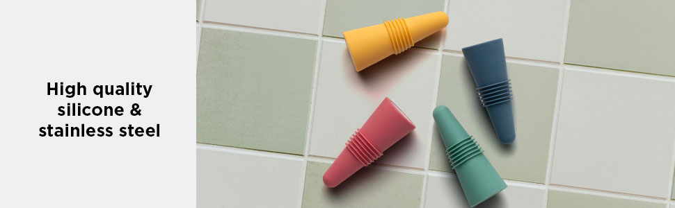 Rabbit Wine Stoppers and Beverage Bottle Stoppers, Silicone Set of 4