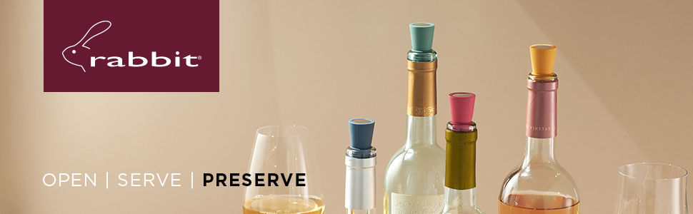 Rabbit Wine Stoppers and Beverage Bottle Stoppers, Silicone Set of 4