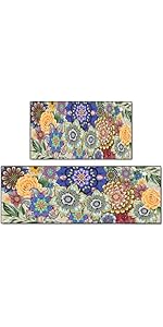 Farmhouse Kitchen Rules Rug 2 Piece Set,Rustic Decor Kitchen Rugs, Non-Slip Absorbent Washable Floor Mats Home Indoor Runner 17×30+17×47 Inches