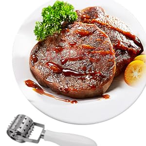 Stainless Steel Roll Meat Tenderizer Handle for Beef Chicken Pork Kitchen Tool for Tenderizing and Flattening Suitable for Home Chefs