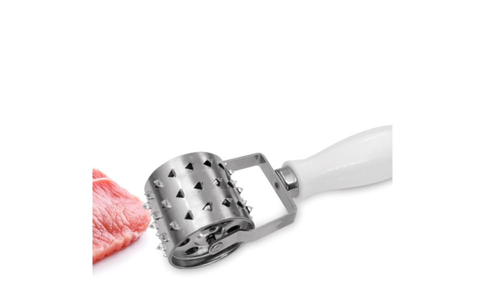Stainless Steel Roll Meat Tenderizer Handle for Beef Chicken Pork Kitchen Tool for Tenderizing and Flattening Suitable for Home Chefs