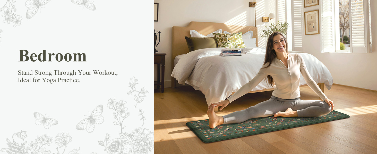 LEEVAN Anti Fatigue Mats for Kitchen Floor Non-Slip, Cushioned Kitchen Mats for Floor 2 Piece, Green Memory Foam Kitchen Mat Set, Waterproof Ergonomic Standing Mat for Bar, Office,Desk, Laundry